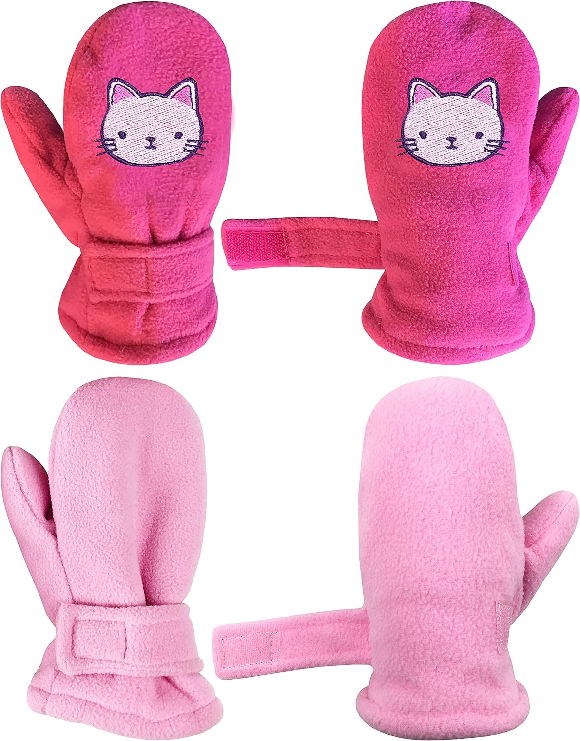 251103224753355_1 N'Ice Caps 2 Pairs Little Kids Baby Fleece Mittens - Easy-on Sherpa Lined Pack - Image 1